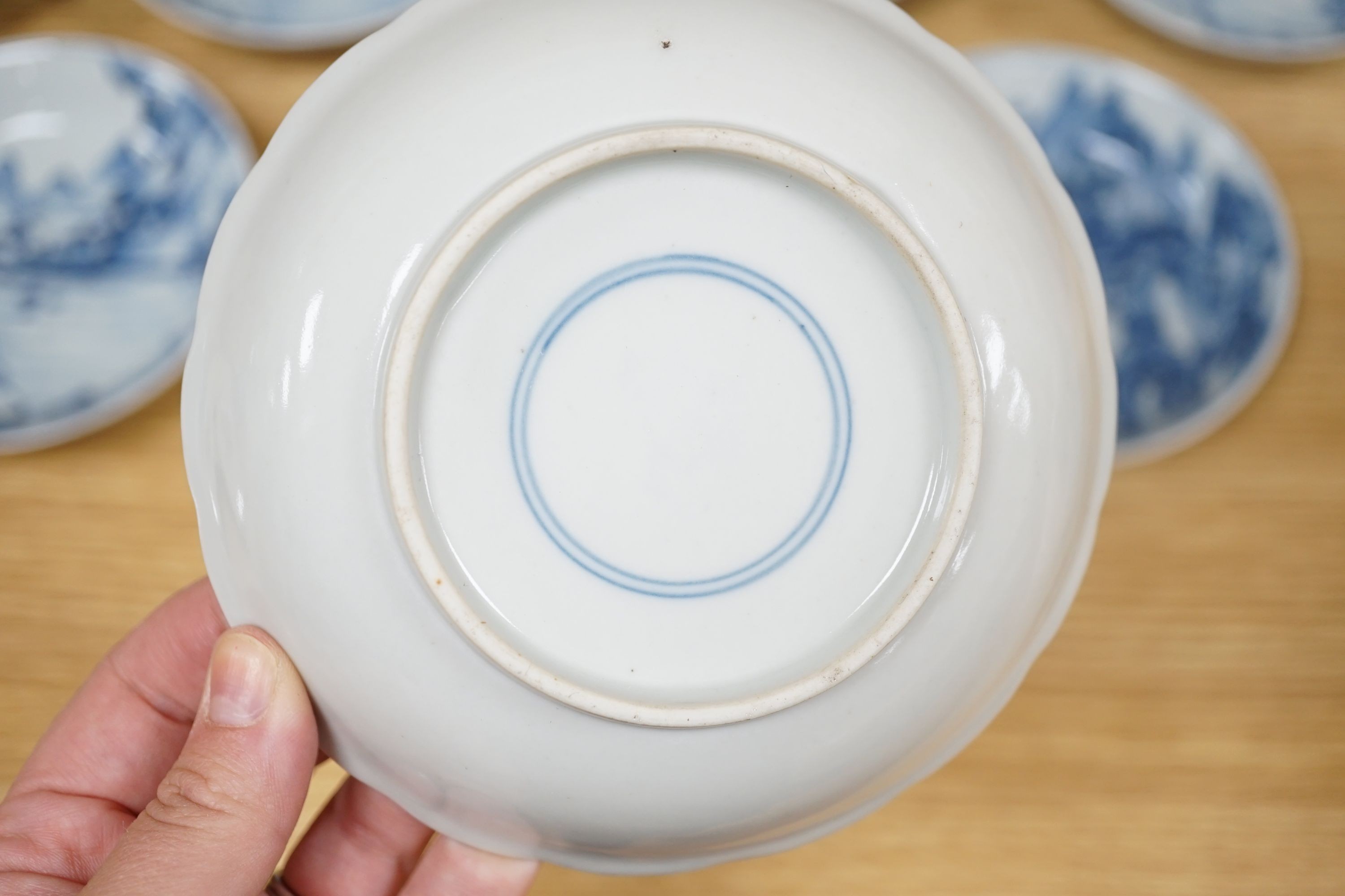 Ten Chinese blue and white ‘landscape’ dishes, 13.5cm diameter